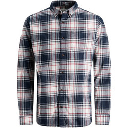 Jack & Jones Ανδρικό Πουκάμισο Βαμβακερό Καρό Μακρυμάνικο Κανονική Γραμμή Λευκό Πολύχρωμο 12189449