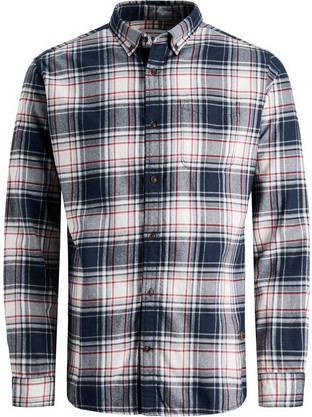 Jack & Jones Ανδρικό Πουκάμισο Βαμβακερό Καρό Μακρυμάνικο Κανονική Γραμμή Λευκό Πολύχρωμο 12189449