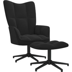 vidaXL Πολυθρόνα Relax με Υποπόδιο Βελούδινη Μαύρη 328112