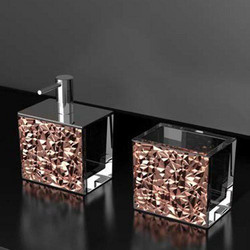 Glass Design COLORI LUX Μοντέρνα Αξεσουάρ Μπάνιου Σετ 2τμχ σε 5 Χρώματα Ροζ Χρυσό