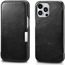 iCarer Vintage Series Side-Open Δερμάτινη Θήκη Apple iPhone 13 Pro Max - Black (RIX1308-BK)