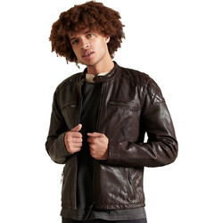 Superdry Moto Racer Ανδρικό Μπουφάν Δερμάτινο Καφέ M5011088A-A49