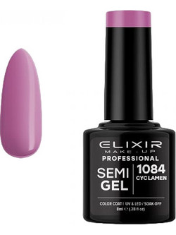 Elixir Semigel 1084 Cyclamen Rubber Base Ημιμόνιμο Βερνίκι Νυχιών 8ml