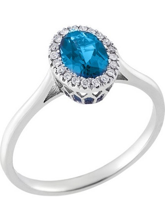 Λευκόχρυσο δαχτυλίδι Κ18 με London Blue Topaz και brilliant