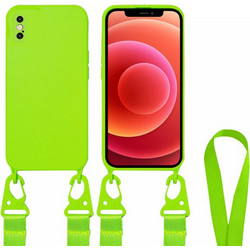 ΘΗΚΗ IPHONE XS / IPHONE X 5.8" CROSSBODY SILICONE ΜΕ STRAP ΚΑΙ CAMERA GUARD ΝΕΟΝ ΠΡΑΣΙΝΟ