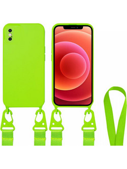 ΘΗΚΗ IPHONE XS / IPHONE X 5.8" CROSSBODY SILICONE ΜΕ STRAP ΚΑΙ CAMERA GUARD ΝΕΟΝ ΠΡΑΣΙΝΟ