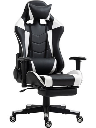 ArteLibre Sligo Καρέκλα Gaming Δερματίνης με Ρυθμιζόμενα Μπράτσα Μαύρη Λευκή 14730014