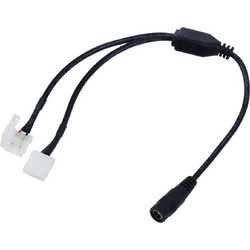 GLOBOSTAR(R) STRIPCON 70742 Ταχυσύνδεσμος για Μονόχρωμη Ταινία LED 2 x 10mm σε DC Jack 5.5x2.1mm Θηλυκό Σύνδεσμο IP20 - Λευκό - Μ32 x Π2 x Υ1cm 70742