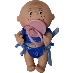 Κουκλάκι μωράκι Mini Gorditos 12εκ με μπλε ένδυμα και ροζ πιπίλα (170)