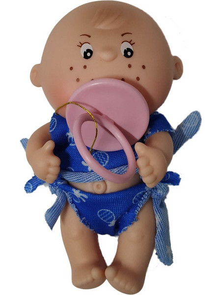 Κουκλάκι μωράκι Mini Gorditos 12εκ με μπλε ένδυμα και ροζ πιπίλα (170)