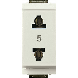 Πρίζα 2P 15A USA+EU d.4,8mm Λευκή Idea
