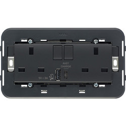 Πρίζα 2P+T 13A BS με Διακόπτη και USB A+C Γκρί Eikon