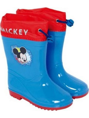 Παιδικές Μπότες Γαλότσες με θέμα Mickey Mouse, σε Μπλε χρώμα με Κόκκινες λεπτομέρειες - Aria Trade