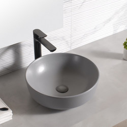 Inter Ceramic 875 Επικαθήμενος Νιπτήρας Μπάνιου Στρογγυλός Πορσελάνης 42x13cm Γκρι