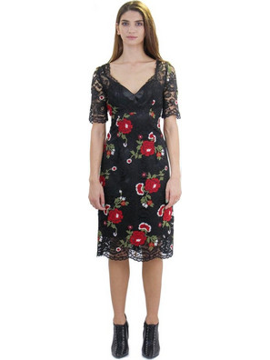 Μαύρο Φόρεμα με floral κέντημα