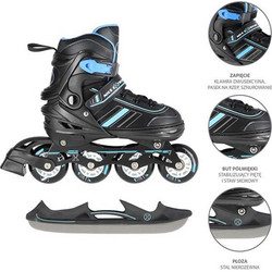 Nils Extreme Inline Αυξομειούμενα Rollers Παιδικά Μαύρα Μπλε NH11912