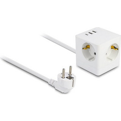 DELOCK πολύπριζο 11497, 3x schuko, USB-C & 2x USB, 16A, 1.5m, λευκό