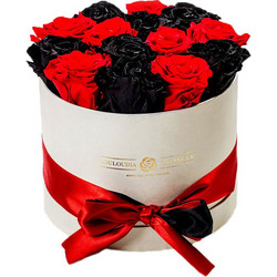 Forever Roses Μαύρο-Κόκκινο Deluxe 19x20cm 14 τριαντάφυλλα