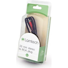 LAMTECH 3,5MM STEREO TO RCA PLUG CABLE 1,5M RETAIL PACK