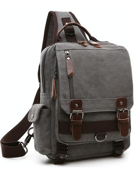 Outdoor Travel Messenger Canvas Chest Bag, Color: Gray (OEM)