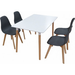 Τραπεζαρία Loft Plus Black 120x80x72cm Σετ 5 Τεμαχίων