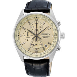 Seiko Conceptual Ανδρικό Ρολόι Χρονογράφος με Μαύρο Δερμάτινο Λουράκι SSB383P1