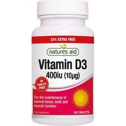Natures Aid Vitamin D3 400iu 120 Ταμπλέτες