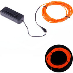 5M Light Orange (Yellow) Flexible EL Wire Tube - Neon Light with Controller (2xAA)