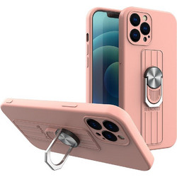 Ring Case silicone case with a finger grip and stand for Samsung Galaxy S22 pink