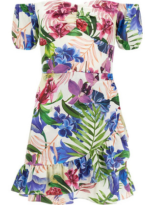 Guess Alva Mini Καλοκαιρινό Καθημερινό Φόρεμα Floral Πολύχρωμο W3GK54WD8G2