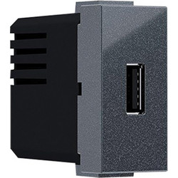 Acaelec Modys Πρίζα Τροφοδοσίας 1xUSB 1 Στοιχείου 1P IP20 230V 50Hz 0.3A 5V DC 1.2A Ανθρακί (10101412826)