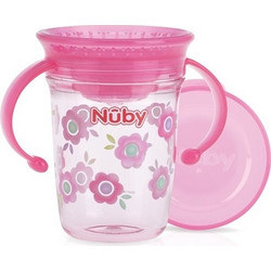 Nuby Twin Handle 360 Wonder Cup Pink Flower 240ml