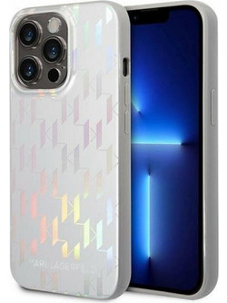 Karl Lagerfeld Monogram Iridescent Back Cover Silver (iPhone 14 Pro)