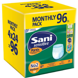 Sani Sensitive Pants No2 Medium Πάνες Βρακάκι Ακράτειας 6 Σταγόνες 4x24τμχ