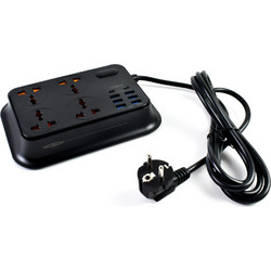 Πολύμπριζο Ασφαλείας με 4 Σούκο & 8 USB Θύρες 3.4Α 17W Moxom MX-ST07 - Μαύρο