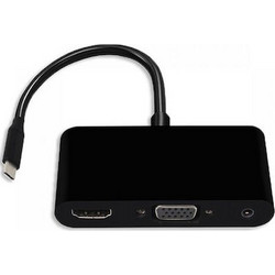 USB 3.1 Type C To Hdmi & Vga & 3.5mm 0.1m 4K Black CAB-UC064