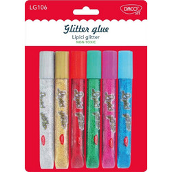Glitter χρυσόκολλες DACO 6 χρώματα 10.5 ml/στέλεχος