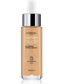 L'Oreal Paris True Match Nude Plumping Tinted Serum 4-5 Medium Liquid Make Up 30ml