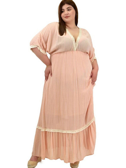 Potre Γυναικείο Καφτάνι Παραλίας Μακρύ Σομόν 20107