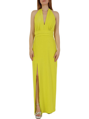 Twins Fantasy Maxi Καλοκαιρινό Βραδινό Φόρεμα Lime T4095