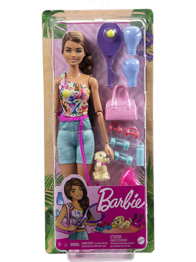 Mattel Barbie Wellness Καστανή με Κουτάβι