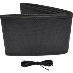 Κάλυμμα Τιμονιού Αυτοκινήτου Otom Stitching Δερματίνη Ραφτό Εξώγαζο Μαύρο Medium 37-39cm DK-201