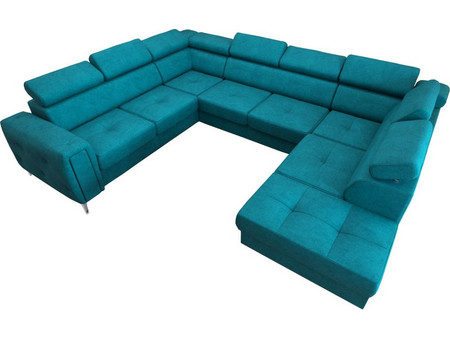 PoliHome Almeria Max Καναπές Κρεβάτι σε Σχήμα Π Πετρόλ 350x225x78/99cm 162591549