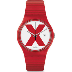 Swatch XX-Rated Γυναικείο Ρολόι με Κόκκινο Καουτσούκ Λουράκι SUOR400
