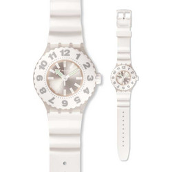 Swatch Die Weisse Γυναικείο Ρολόι με Λευκό Καουτσούκ Λουράκι SUUK114