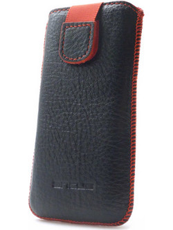Θήκη Protect Ancus για Apple iPhone SE 5 5S 5C Nokia 105 TA-1174 και Huawei Y360 Δέρμα Μαύρη με Κόκκινη Ραφή