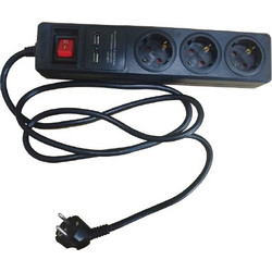 ΠΟΛΥΠΡΙΖΟ 6 ΣΟΥΚΟ ΑΣΦΑΛΕΙΑΣ ΜΕ ΔΙΑΚΟΠΤΗ+2USB 16A IP20 ΜΕ ΚΑΛΩΔΙΟ H05VV-F 3x1.5mm2 1.5m - BMS20CSU615