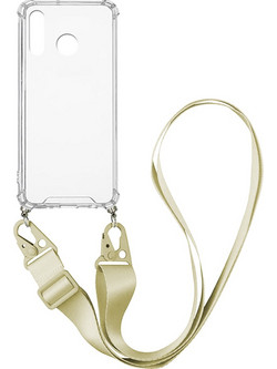 Θήκη Σιλικόνης με Strap Sonique Armor Clear Huawei P30 Lite Μπεζ