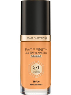 Max Factor Facefinity All Day Flawless 3 in 1 78 Warm Honey Liquid Foundation 20SPF 30ml