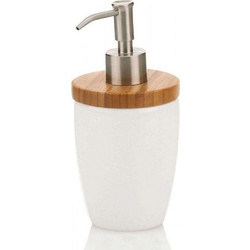 Δοχείο Κρεμοσάπουνου Natura 18596 Φ8x17,5cm/350ml White-Natural Kela Bamboo,Κεραμικό